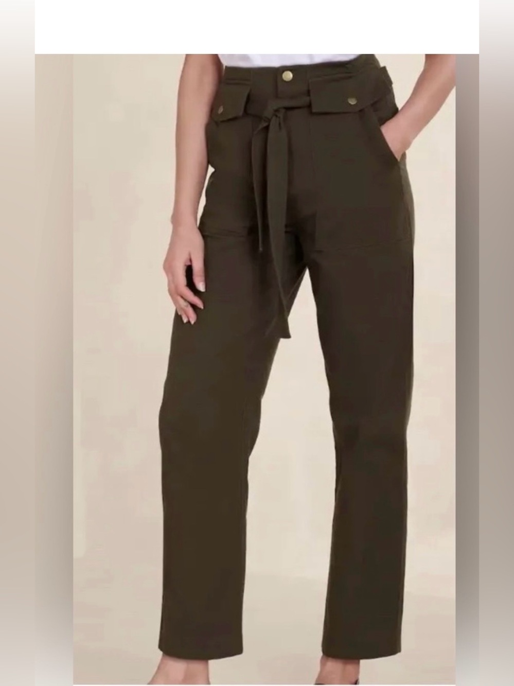 Banana Republic Forest Green Belted Cotton Cargo Pants